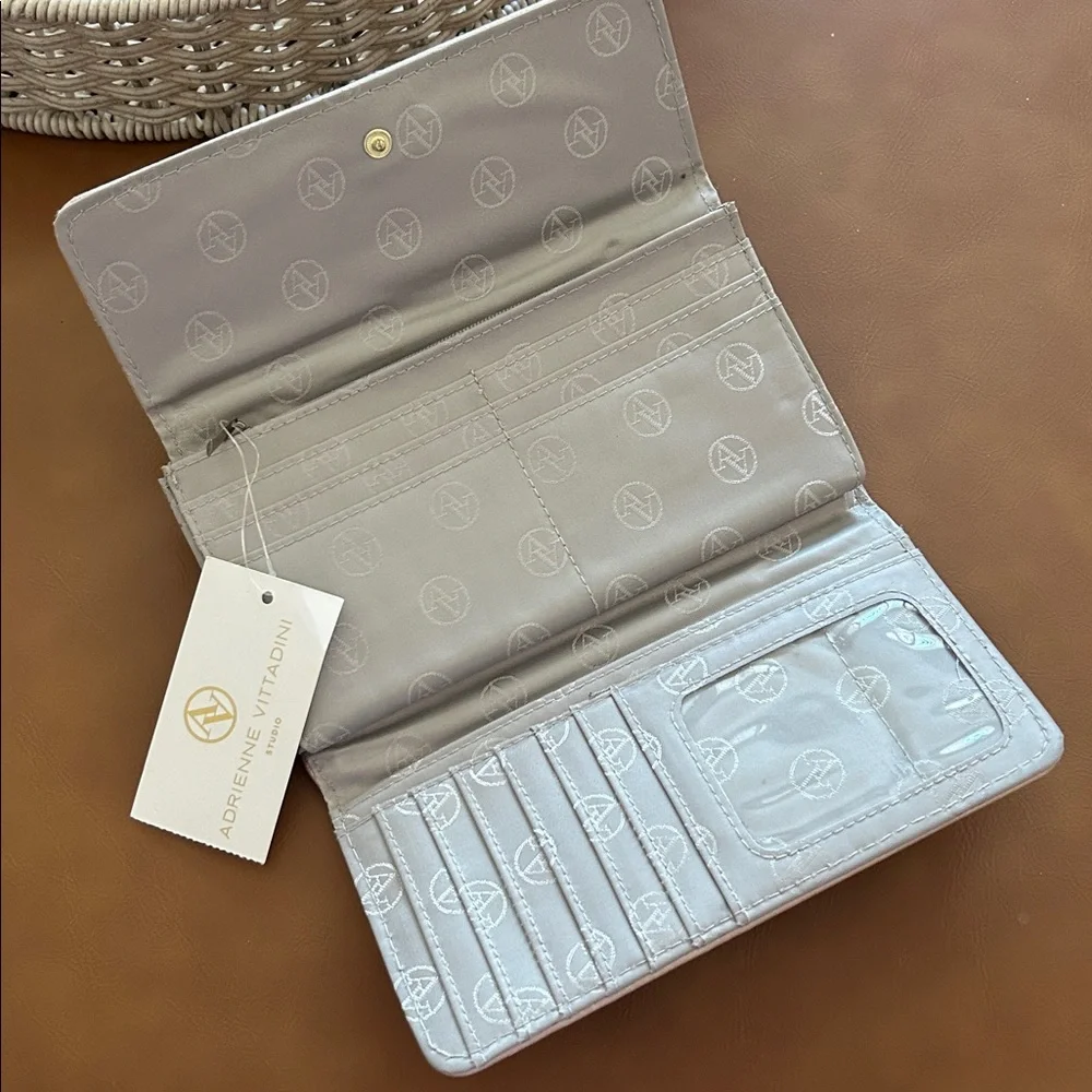 NWT Adrienne Vittadini Studio Champaign Gold Pebble Leather Wallet